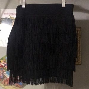 Fringe Black Skirt - image 1